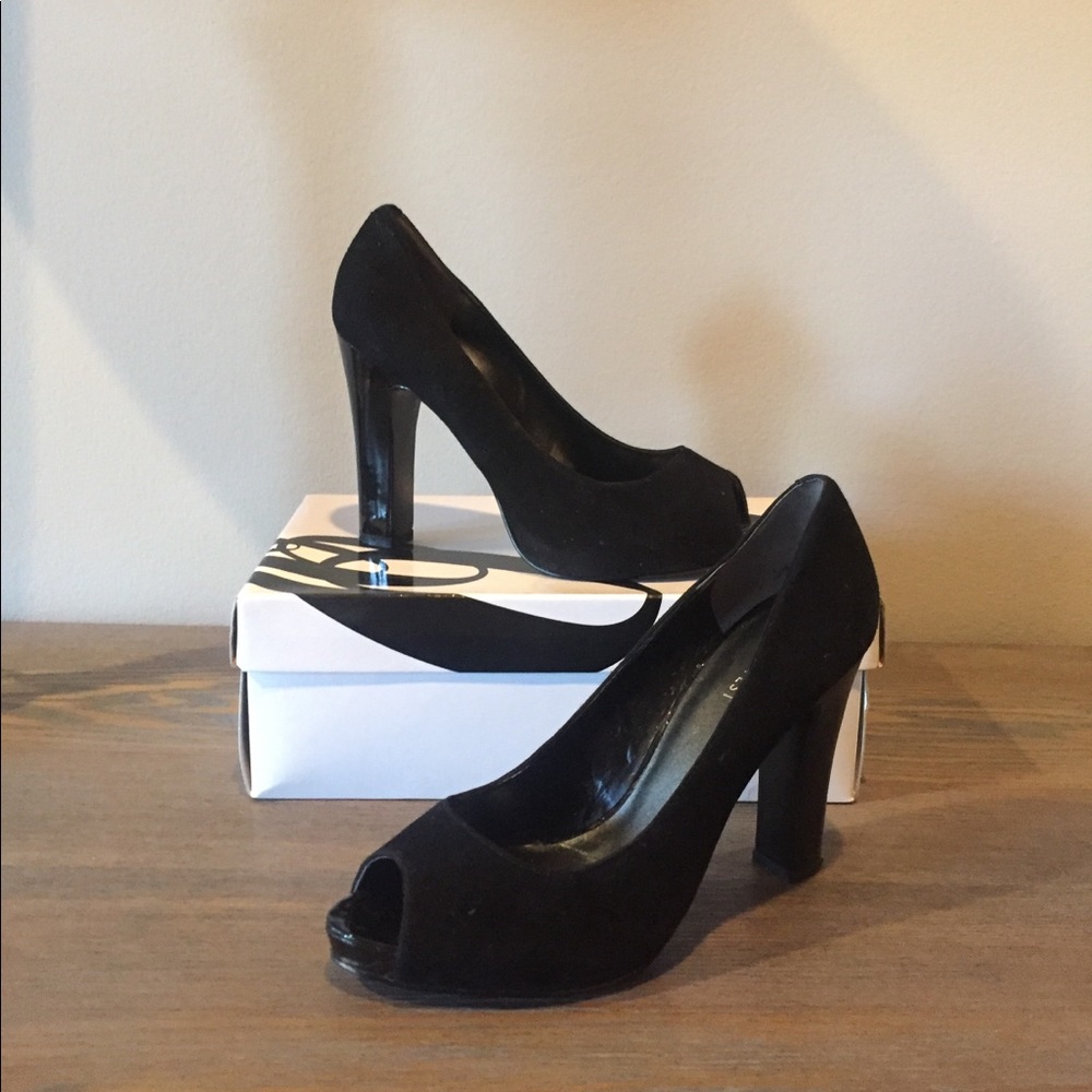 Black suede heels